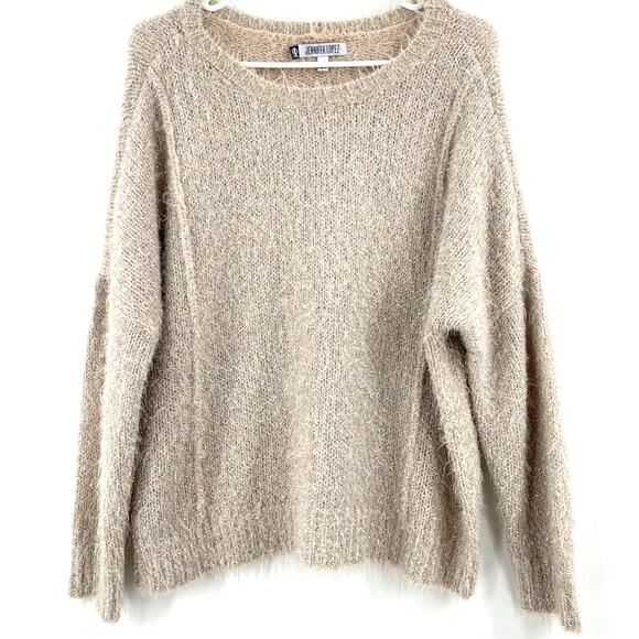 Jennifer Lopez Sweaters - Jennifer Lopez Pullover Women's Sweater, Tan W/ Silver Threads, Sz. L *READ*